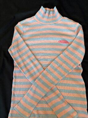 BTS Official Big Hit Pink and Blue Stripe Turtleneck- Medium